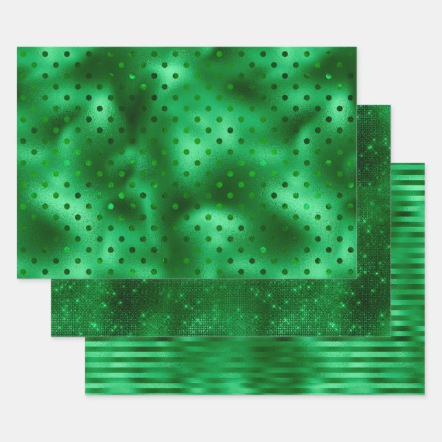 Green Foil Polka Dot Geschenkpapier Set (Set)