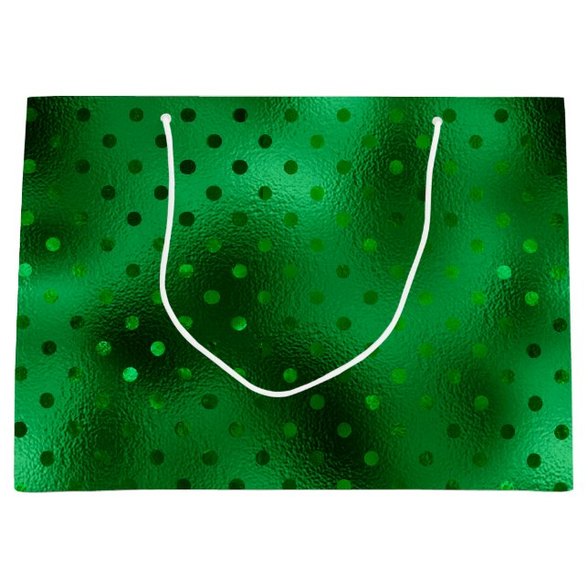 Green Foil Polka Dot Große Geschenktüte (Vorderseite)