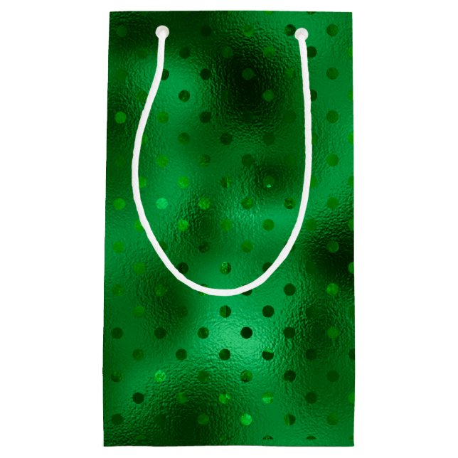 Green Foil Polka Dot Kleine Geschenktüte (Vorderseite)