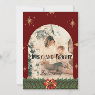 Green Foliage arch Foto Trendy fröhliche Weihnacht Feiertagskarte