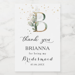 Green Foliage Bridesmaid Brief B Vielen Dank Lebensmitteletikett