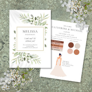 Green Foliage Bridesmaid Wedding Info Card Einladung