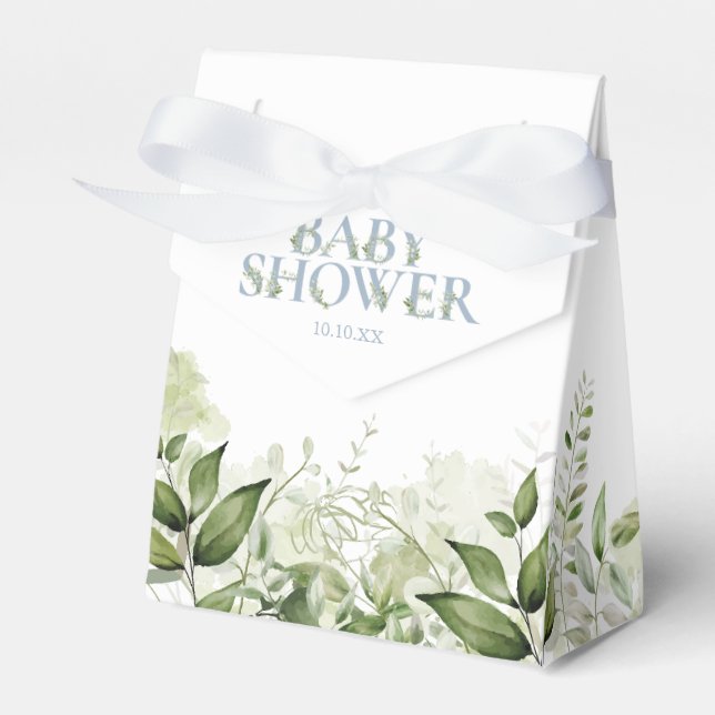 Green Foliage Dusty Blue Baby Duwer Fevor Box Geschenkschachtel (Vorderseite)