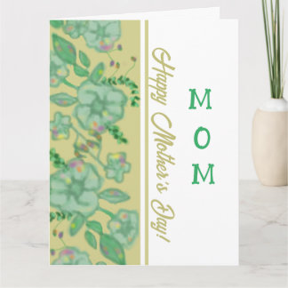 Green Foliage Floral Gold Mother's Day Card Karte