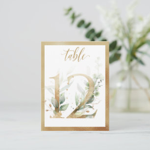 Green Foliage Gold Tischnummern, Tabelle 12 Card Postkarte
