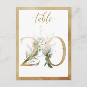 Green Foliage Gold Tischnummern, Tabelle 20 Card Postkarte