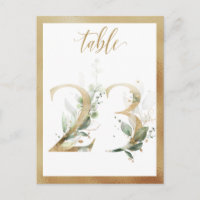 Green Foliage Gold Tischnummern, Tabelle 23 Card