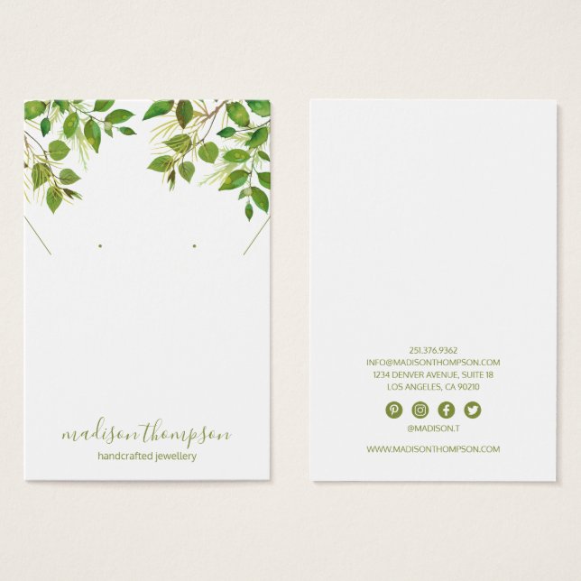 Green Foliage Juwelen Necklace Ohrringe (Vorne & Hinten)