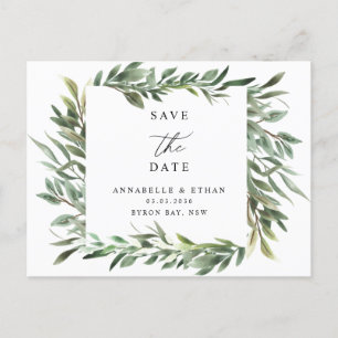 Green Foliage Save the Date Einladung Postkarte