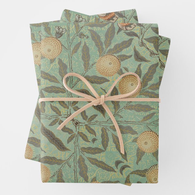 Green Foliage Vintag William Morris Geschenkpapier Set (Beispiel)