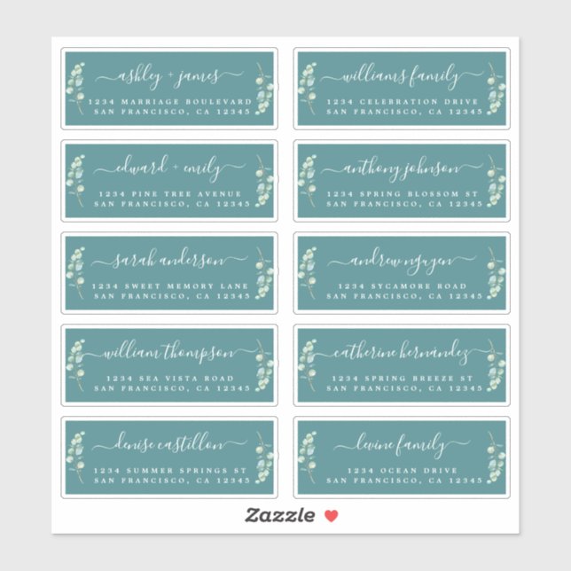 Green Foliage Wedding Guest Address Labels (Blatt)