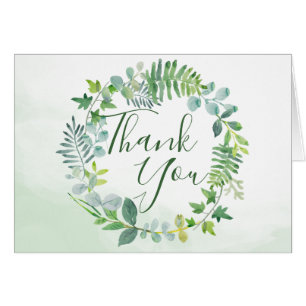 Green Foliage Wreath Watercolor Vielen Dank