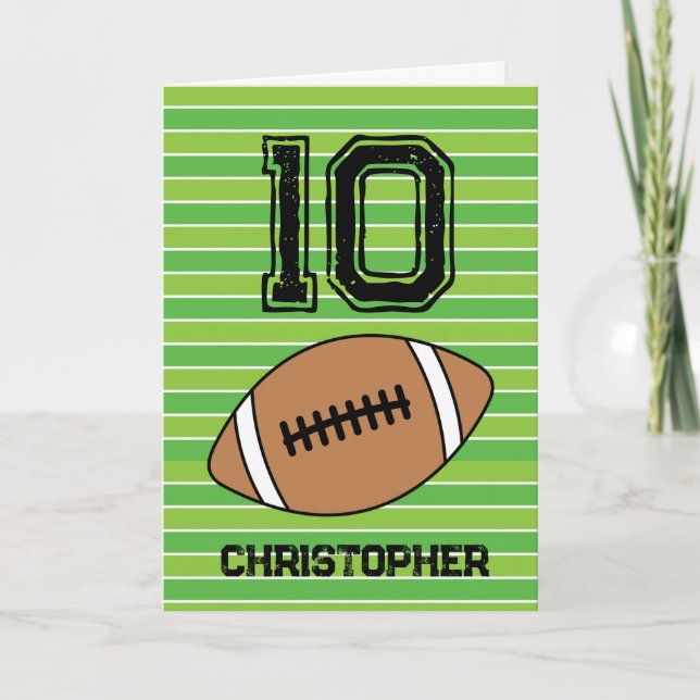 Green Football 10. Geburtstagskarte Karte (Vorderseite)