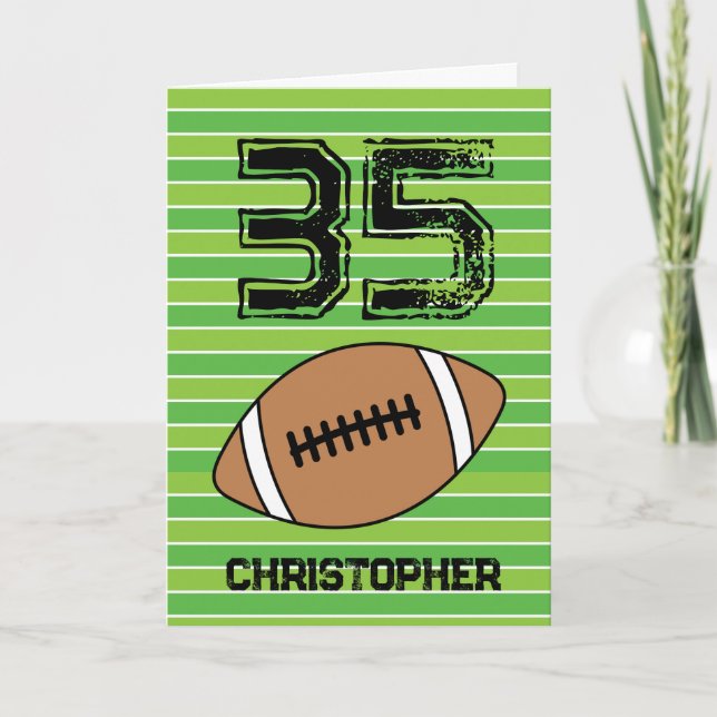 Green Football 35. Geburtstagskarte Karte (Vorderseite)