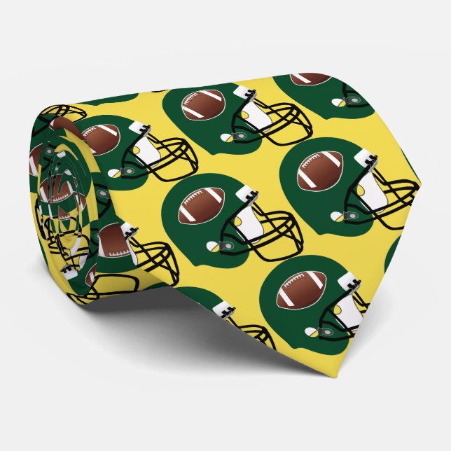 Green Football Helm Fußball Gelb/Gold Necktie Krawatte (Gerollt)