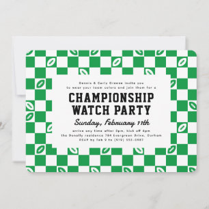 Green Football Karo Championship Game Watch Party Einladung