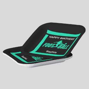 Green Football Player Girl, Birthday Girl Team Pappteller