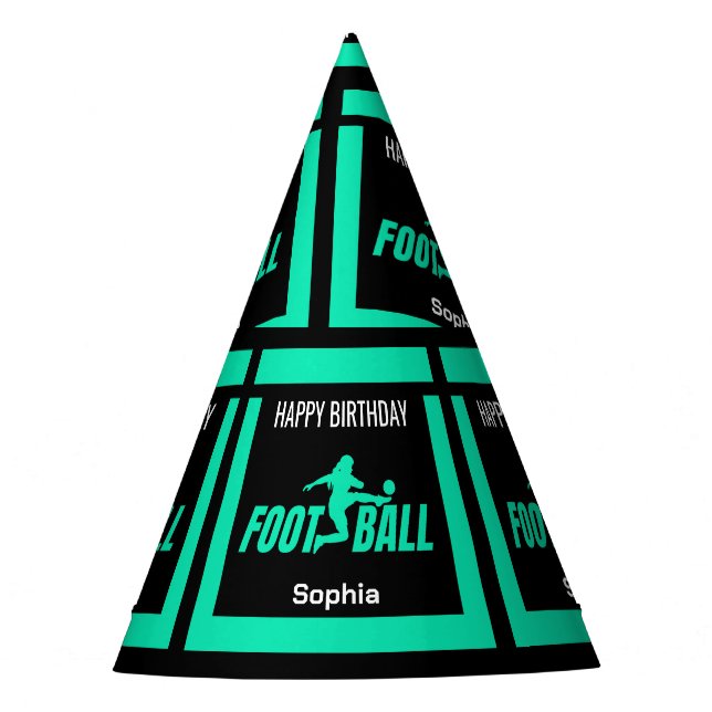 Green Football Player Girl Birthday Girl Team Partyhütchen (Vorderseite)