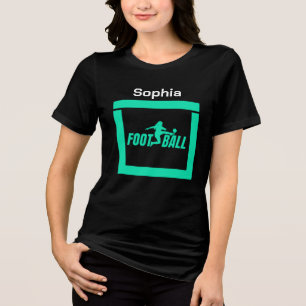 Green Football Player Girl, Birthday Girl Team Tri-Blend Shirt
