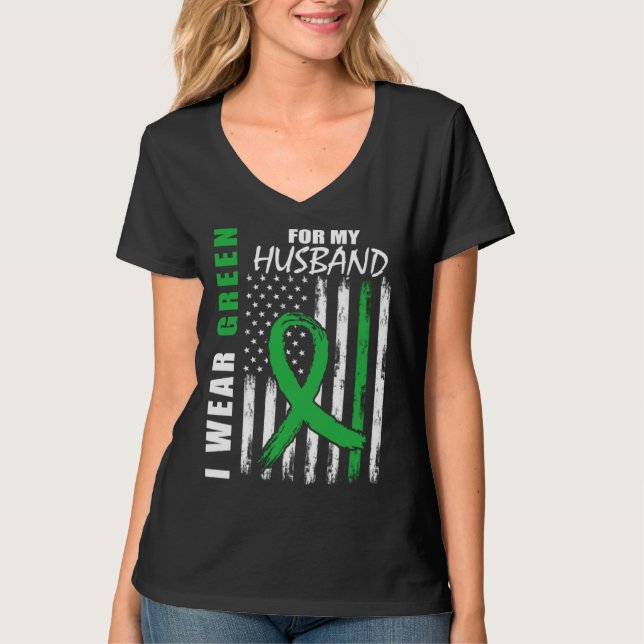 Green For My Husband Kidney Disease Awareness USA  T-Shirt (Vorderseite)
