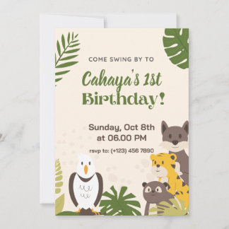 Green Forest Illustration Geburtstag Einladungskar Einladung