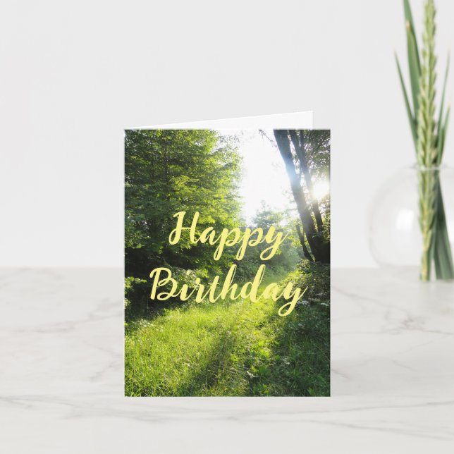 Green Forest Meadow Happy Birthday Karte (Vorderseite)