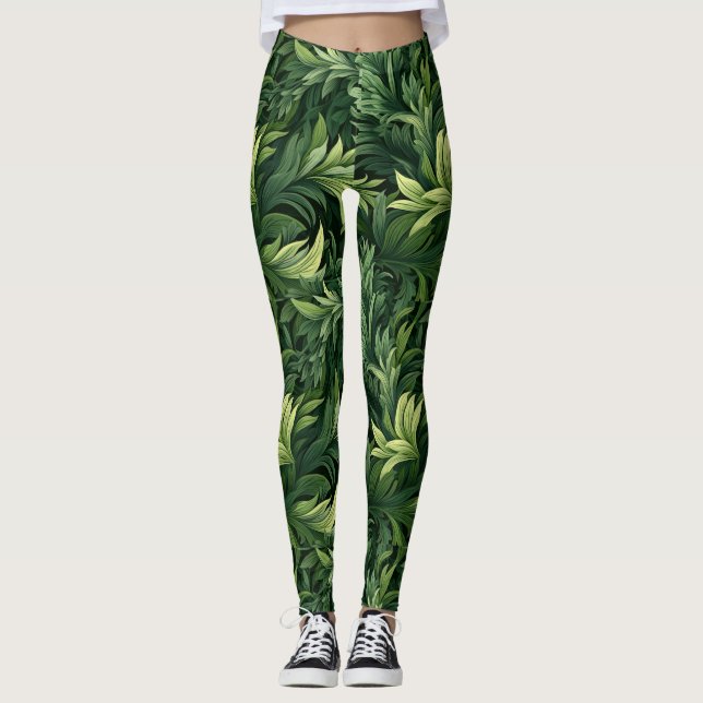 Green Forest Verlasst überdruckbare Leggings (Vorderseite)