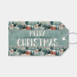 Green Forest Winter Village Geschenkanhänger