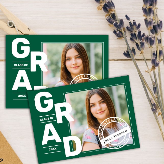 Green Foto Class of 2025 Abschluss Ankündigung (Green Photo Class of 2025 Graduation Announcement)