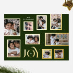 Green Foto Collage Modern Christmas Gold JOY Folien Feiertagskarte<br><div class="desc">Weihnachtsfoto Collage Elegante fröhliche Momente _________________________________ ***Dieses Design ist Teil einer Weihnachtssammlung*** Capture the Magie der Urlaubssaison mit meiner Eleganten Joyful Moments Weihnachtsfeiertage Foto Collage! Diese Kollektion wurde entworfen, um Ihre wertvollen Erinnerungen in einem zeitgenössischen und eleganten Stil zu präsentieren. Ob es sich um eine fröhliche Ansammlung, eine gemütliche Winterlandschaft...</div>