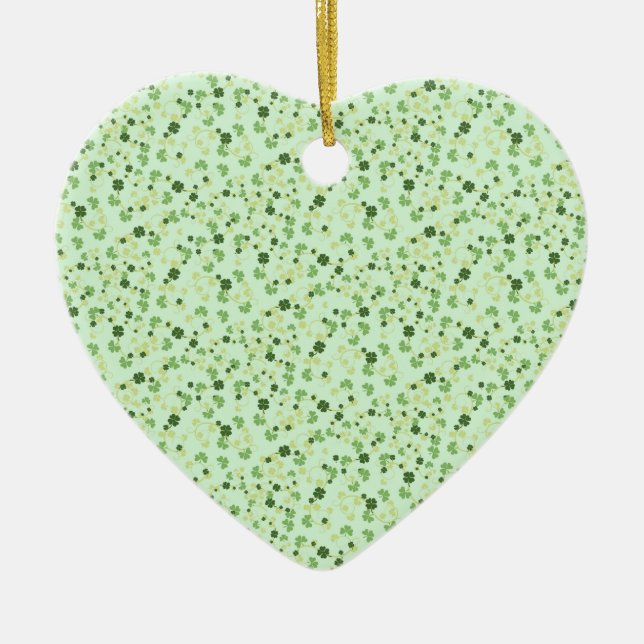 Green Four Leaf Cloues St Patricks Day Keramik Ornament (Vorne)