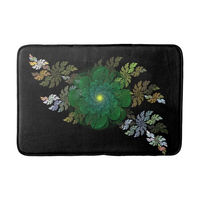 Green Fraktal Blumen Bath Mat Badematte (Vorderseite)