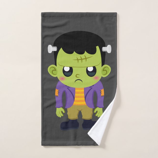 Green Frankenstein Monster Halloween Badhandtuch Set (Handtuch)
