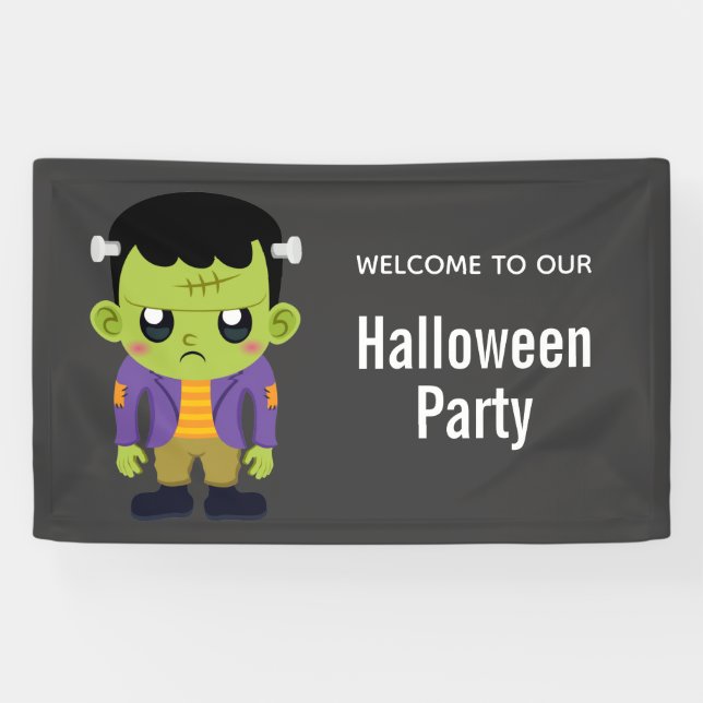Green Frankenstein Monster Halloween Banner (Horizontal)