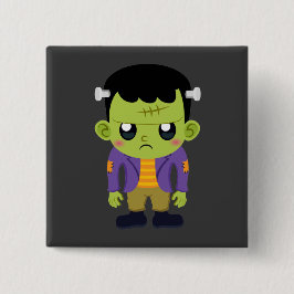 Green Frankenstein Monster Halloween Button
