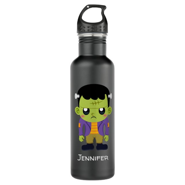 Green Frankenstein Monster Halloween Edelstahlflasche (Vorderseite)