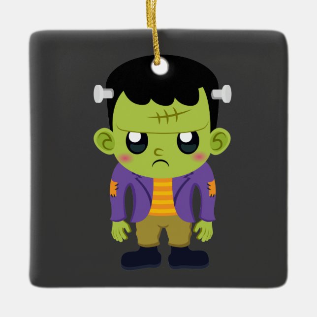 Green Frankenstein Monster Halloween Keramikornament (Vorderseite)