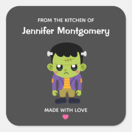 Green Frankenstein Monster Halloween Kitchen Quadratischer Aufkleber