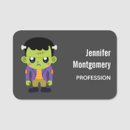 Green Frankenstein Monster Halloween Namensschild