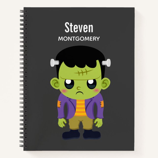 Green Frankenstein Monster Halloween Notizbuch (Vorderseite)