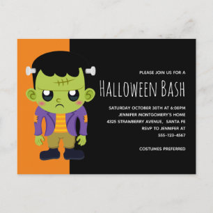 Green Frankenstein Monster Halloween-Party Einladungspostkarte