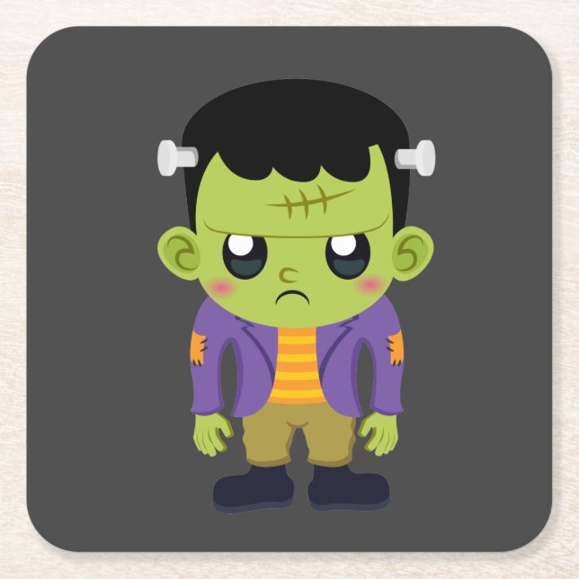 Green Frankenstein Monster Halloween Rechteckiger Pappuntersetzer (Vorderseite)