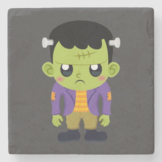 Green Frankenstein Monster Halloween Steinuntersetzer (Vorderseite)