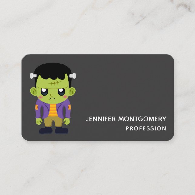 Green Frankenstein Monster Halloween-Visitenkarte Visitenkarte (Vorderseite)