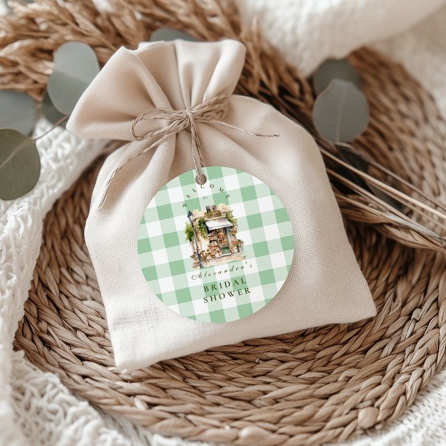 Green French Café Brautparty Runder Aufkleber (Von Creator hochgeladen)