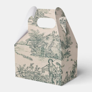 Green French Toile Country Leinwand Gastgeschenk Geschenkschachtel