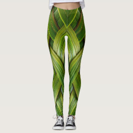 Green Fresh Bamboo Weave Leggings