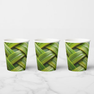 Green Fresh Bamboo Weave Pappbecher