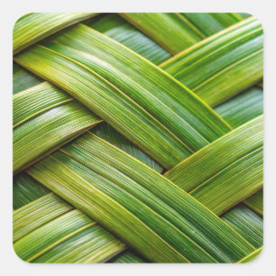 Green Fresh Bamboo Weave Quadratischer Aufkleber