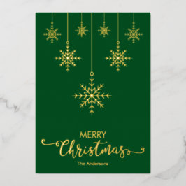 Green FroChristmas Snowflakes Gold Folien Feiertagskarte
